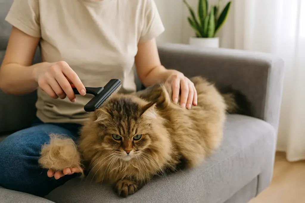 Come gestire la muta abbondante nei gatti a pelo lungo? Consigli pratici per ridurre i peli in casa