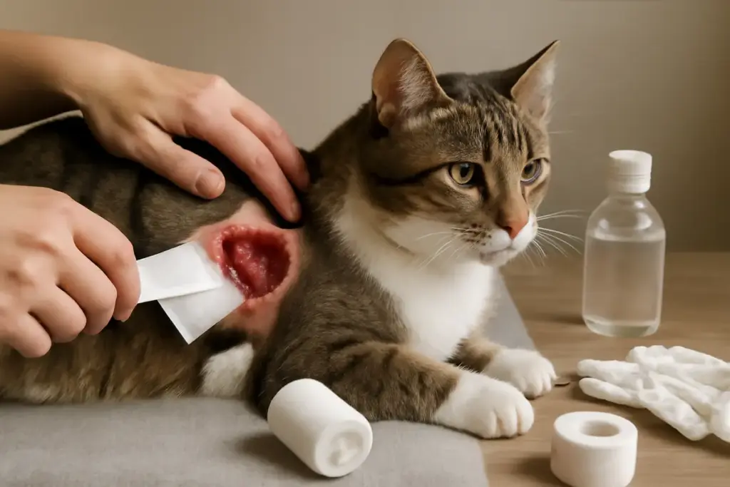 Ferita aperta sul gatto: come pulirla e proteggerla prima del veterinario